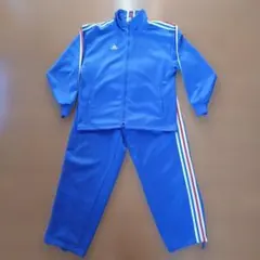 adidas 青 ストライプ ジャージ セットアップ　上下　ジャンク