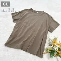 【ジーユー】GU スムースTシャツ 半袖 ブラウン 大きいサイズ LL