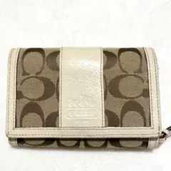 COACH コーチ　二つ折り財布 ベージュ/ブラウン