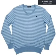 廃番★BURBERRY BLACK LABEL★L位3Tシャツ水色SZJ137