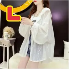 UVカット 花柄 レース パーカー カーディガン 白 ホワイト