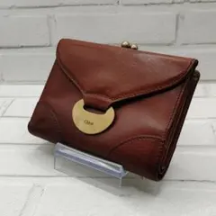 Chloe クロエ二つ折り財布 がま口 レザー ブラウン 茶色 ゴールド金具のサムネイル