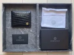 VERSACE クロコ　二つ折り財布 ブラックのサムネイル