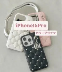 ダーリッチ キルティングビジューDDチャーム iPhoneケース 16Pro