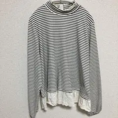 SHEIN FRIFUR レース付きロンT 長袖 ボーダー ブラック XLのサムネイル