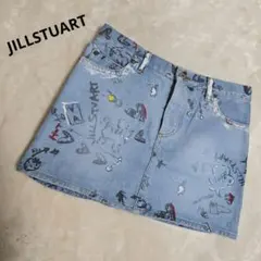 希少　ジルスチュアート　デニムミニスカート　ペイント　プリント加工