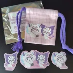 サンリオ×ちいかわ　モモンガ・クロミ　ノベルティ巾着+ステッカー