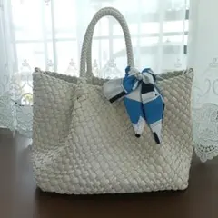 ダイアナ　メッシュトートバッグ　ホワイト スカーフ付き