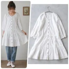 INGEBORG　ピコフリルチュニックワンピース　リボン　ピンタックのサムネイル