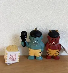 salut! 木彫りオブジェ　３個セット　節分　鬼