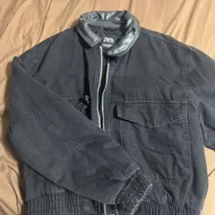 ZARA ブラックデニムレザージャケット L