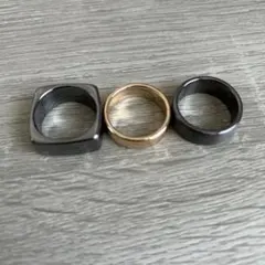 メンズリング・指輪３点セット:Lサイズ シルバー/マットシルバー￼￼￼/ゴールド