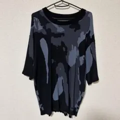 AIVER カモフラ柄 半袖ニット S ブラック系のサムネイル