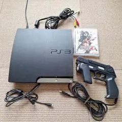 PS3 本体 ガンコントローラーコントローラー青 　ソフト2本付き電源入ります
