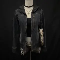 平成ギャル　y2k グランジ　デニムジャケット　Gジャン　ギミック　タイト