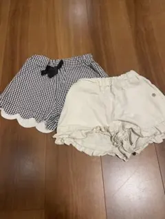 ギンガムチェック×ベージュ　フリルショートパンツ2点セット☺︎