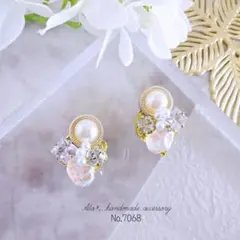No.7068　★パールとビジュー　ピアス/イヤリング