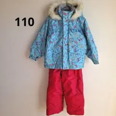 CCLTEAM　女の子スキーウエア　リボン柄　水色×ピンク　サイズ110