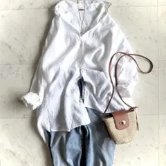 美品 MUSE ドゥーズィエムクラス OVER WASH シャツ リネン100%のサムネイル