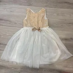 H&M ベージュと白のチュールドレス US 8-9Y