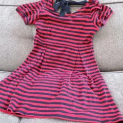 ‥ ユニクロ コラボ ミニワンピース チュニック 半袖 ボーダー柄 赤 紺