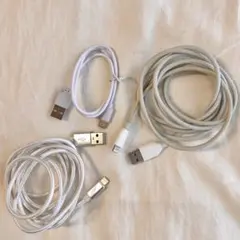 ホワイトmicroUSB Lightningケーブル 3本セット 白