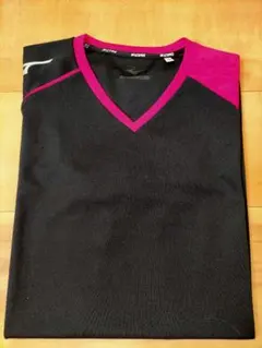 値下げ★11月末まで★ミズノMizuno★ VネックTシャツ ★ブラック/ピンク