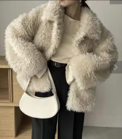 CAPRICIEUX LE'MAGE エコファーコート ベージュ オーバーサイズ