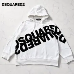 美品 DSQUARED2 ビッグロゴパーカー白黒 オーバーサイズメンズM〜L相当