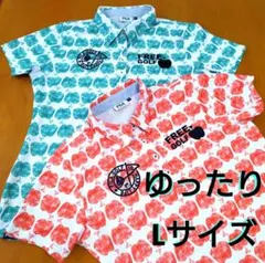 FILA GOLF レディースゴルフウェア リンゴ柄 半袖ポロシャツ Lのサムネイル