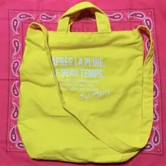 WEGOキャンバス2WAYショルダーバッグ イエロー