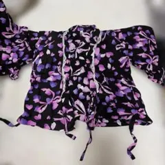 浴衣ドレス 110サイズ 黒地にハート模様