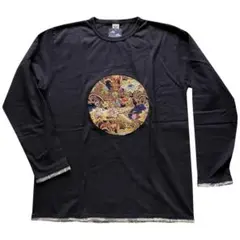 備中倉敷工房 倉 和柄花柄刺繍貼付 長袖パイピイングTシャツのサムネイル