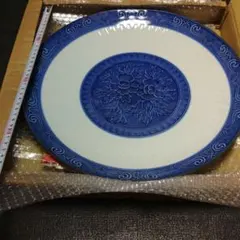 青い花柄の陶器皿 直径約25cm 有田焼 - メルカリ