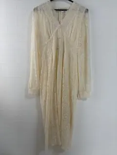 新品未使用 レース ロングワンピース クリーム アイボリー 春服 裏地付き