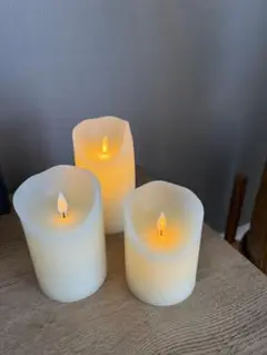 LEDライト付きホワイトキャンドル3個セット