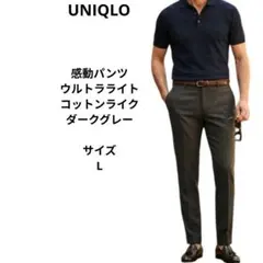 感動パンツ（ウルトラライト・コットンライク）UNIQLO　ダークグレー　サイズLのサムネイル