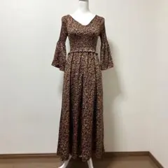 シールームリン　ロングワンピース　春　総柄　リーフ　ワンピース　総柄