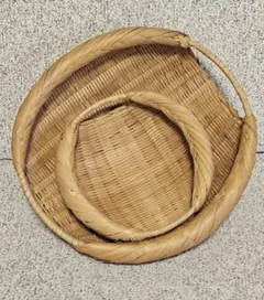 竹ざる　持ち手付き大小2個セット