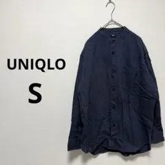 UNIQLO ユニクロ 長袖 シャツ バンドカラーシャツ ネイビー メンズ S