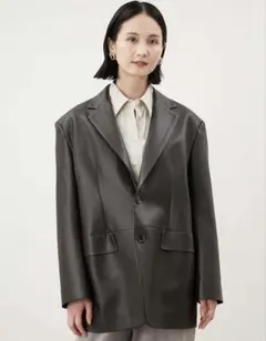 mila owen(ミラオーウェン) フェイクレザーオーバーサイズジャケット