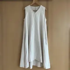 MUJI 無印良品 フレンチリネン　洗いざらし　ノースリーブワンピース　生成りM