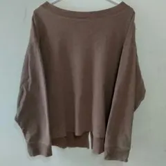 スタディオクリップ／オフショルダー 長袖ヘムトップス【Ｌ】ブラウン／ワッフル生地