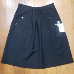 ❤Anémone❤ゴールドボタンフレアスカート黒/ウエストゴム/新品タグ付き