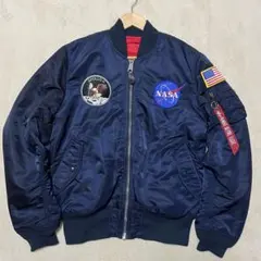 アルファ MA-1フライトジャケット ネイビー レッドインナー NASA XLのサムネイル