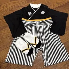 袴風ロンパース ベビー服 70cm 黒 靴下付きのサムネイル