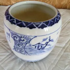 青色と茶色の陶器製火鉢 17186829f13f800aa3145b69061ccc