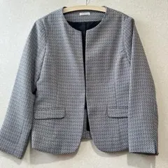 ノーカラージャケット ツイード Lサイズ フォーマル オフィス 春アウター