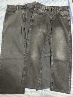 GUグレー ワイドレッグデニムパンツ ZARA グレーデニム