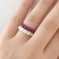 495 ハンドメイド ビーズリング 韓国アクセサリー 韓国ビーズ